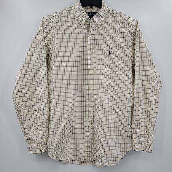 Ralph Lauren button down shirt  beige and yellow size L60 - Picture 1 of 5